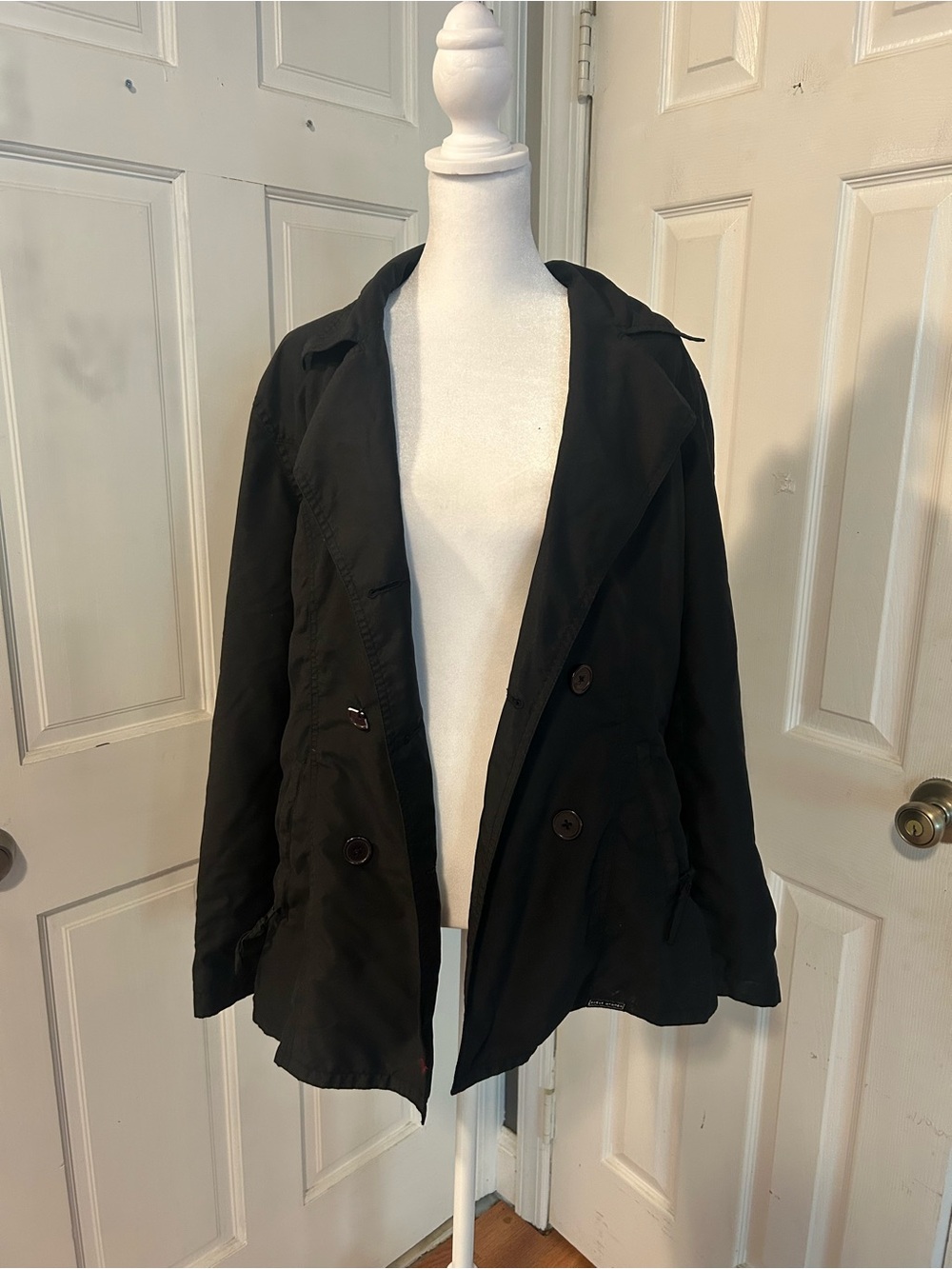 Steve Madden Black Double-Breasted Trench Coat